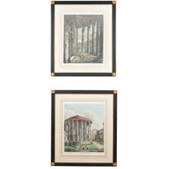 Pair of 1819 Engravings by Rossini of Roman Temple of Vesta 6