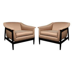 Pair of Sculptural  Mid Century Modernist Arm Chairs