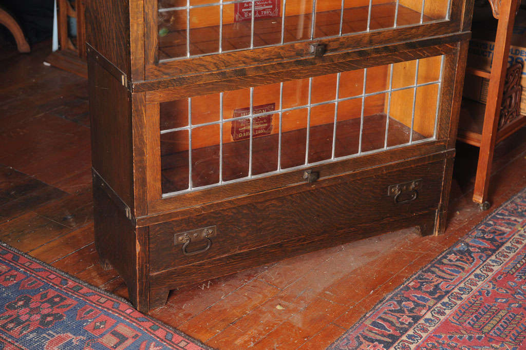 20th Century Arts and Crafts Bookcase with Leaded Glass