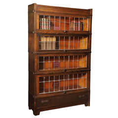 Antique Arts and Crafts Bookcase with Leaded Glass