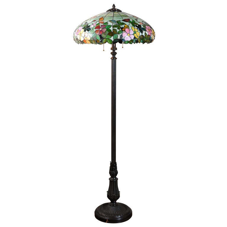 Very Colorful Leaded Glass Floor Lamp at 1stDibs