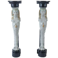 Pair of Egyptian Revival Corner Pedestals in the Style of Madeleine Castaing