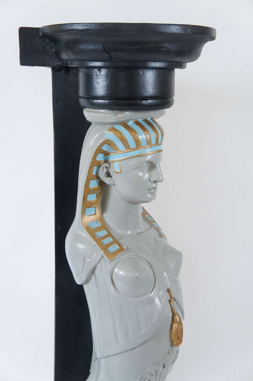 20th Century Pair of Egyptian Revival Corner Pedestals in the Style of Madeleine Castaing