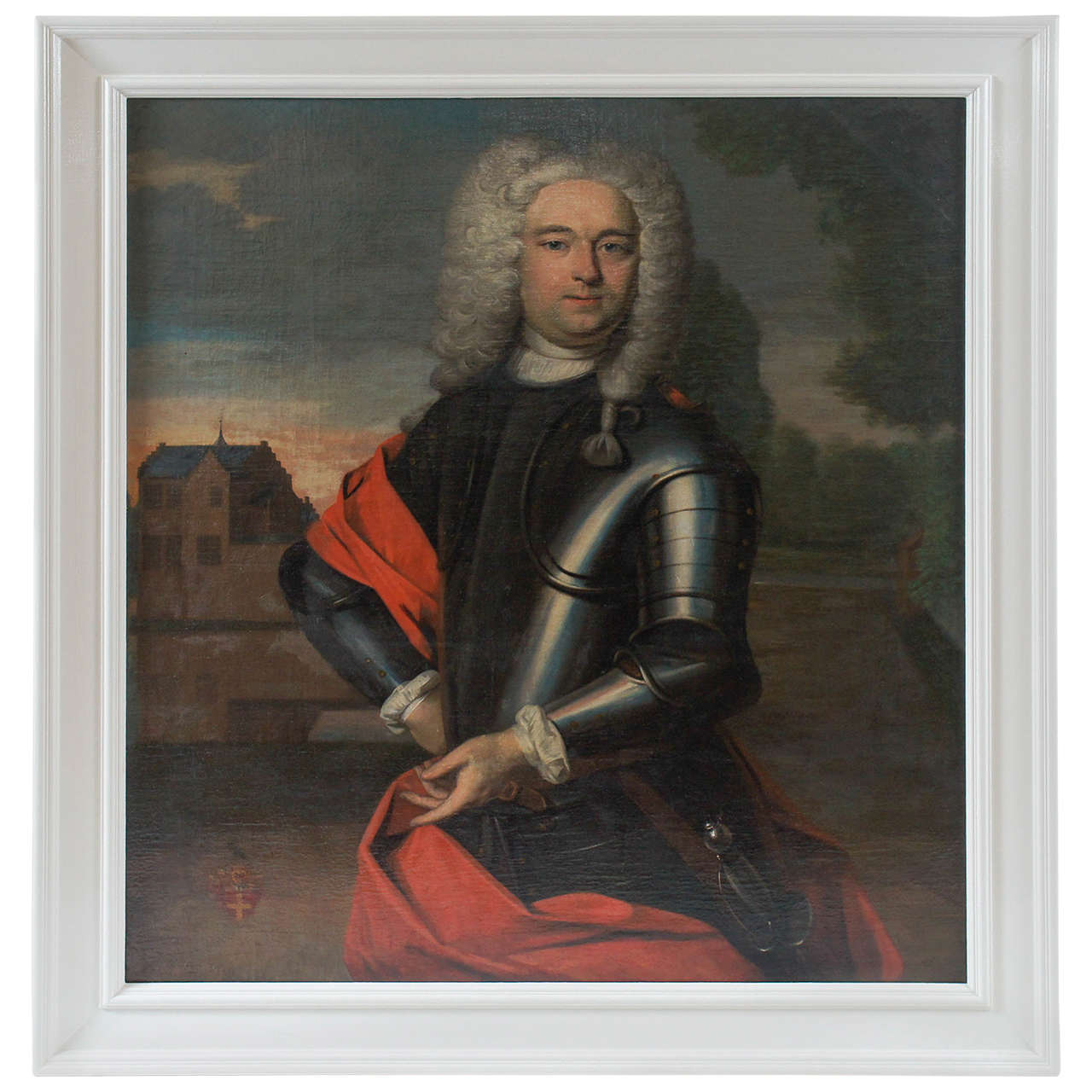 Portrait armorié d’un noble, peinture des Pays-Bas, vers 1760