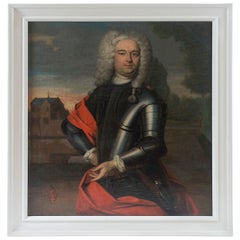 Antique Armorial Portrait Painting of a Nobleman, the Netherlands, circa 1760
