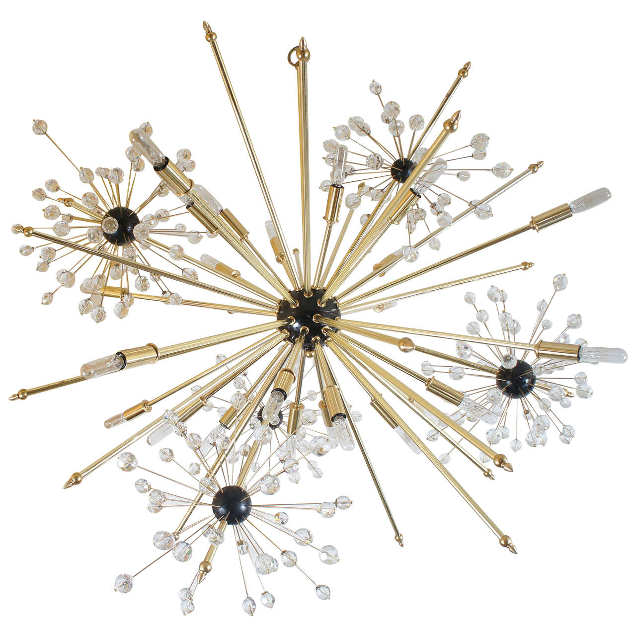 Custom "Etoile" with Crystal Satellites Chandelier, made in the USA by Lou Blass For Sale