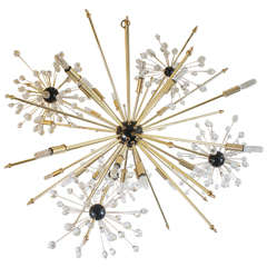 Custom "Etoile" with Crystal Satellites Chandelier, made in the USA by Lou Blass