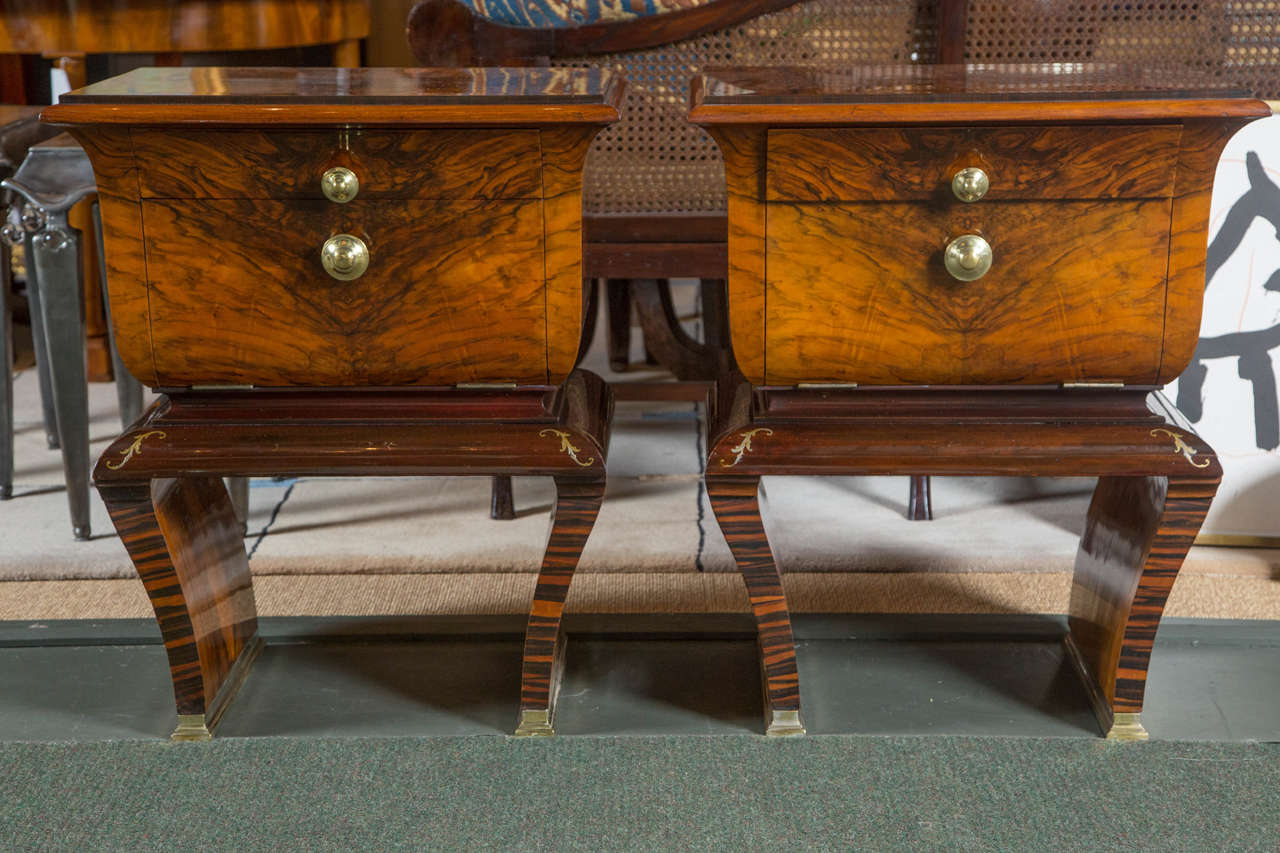 Pair of Italian Art Deco Bedside Tables