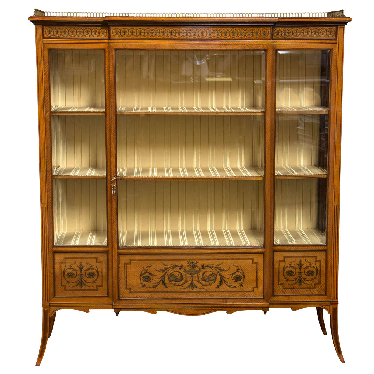 Satinwood Edwardian Cabinet by Edwards & Roberts For Sale