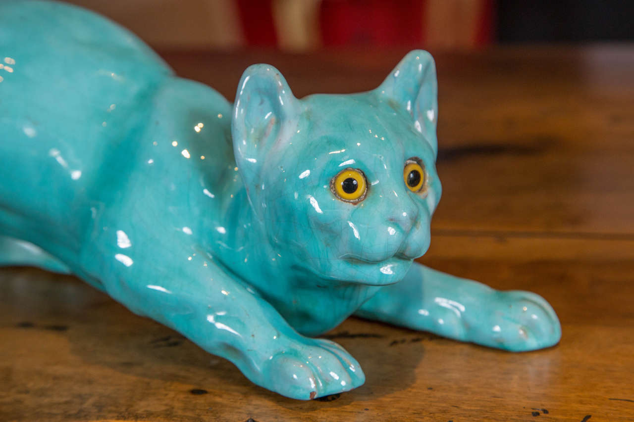 French 19th Century Faience Figure of a Cat