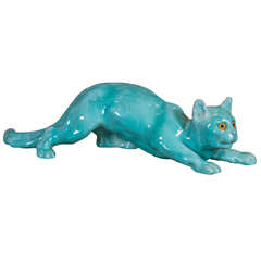 19th Century Faience Figure of a Cat