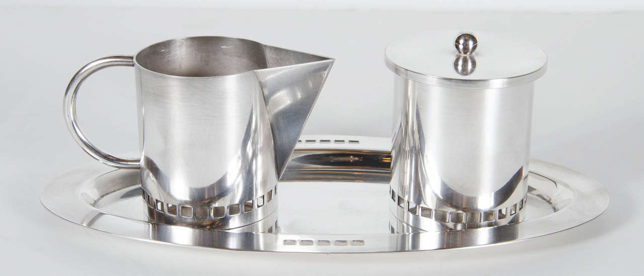 Modernst Sugar and Creamer in Silver Plate by Swid Powell