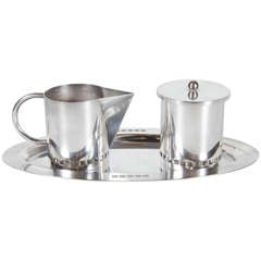 Vintage Modernst Sugar and Creamer in Silver Plate by Swid Powell