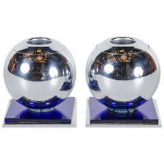 Pair of Machine Age Art Deco Candleholders by Chase