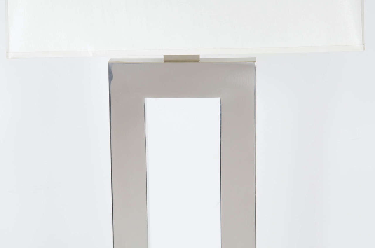Sophisticated Pair of Modernist Rectangle Form Table Lamps In Excellent Condition In New York, NY
