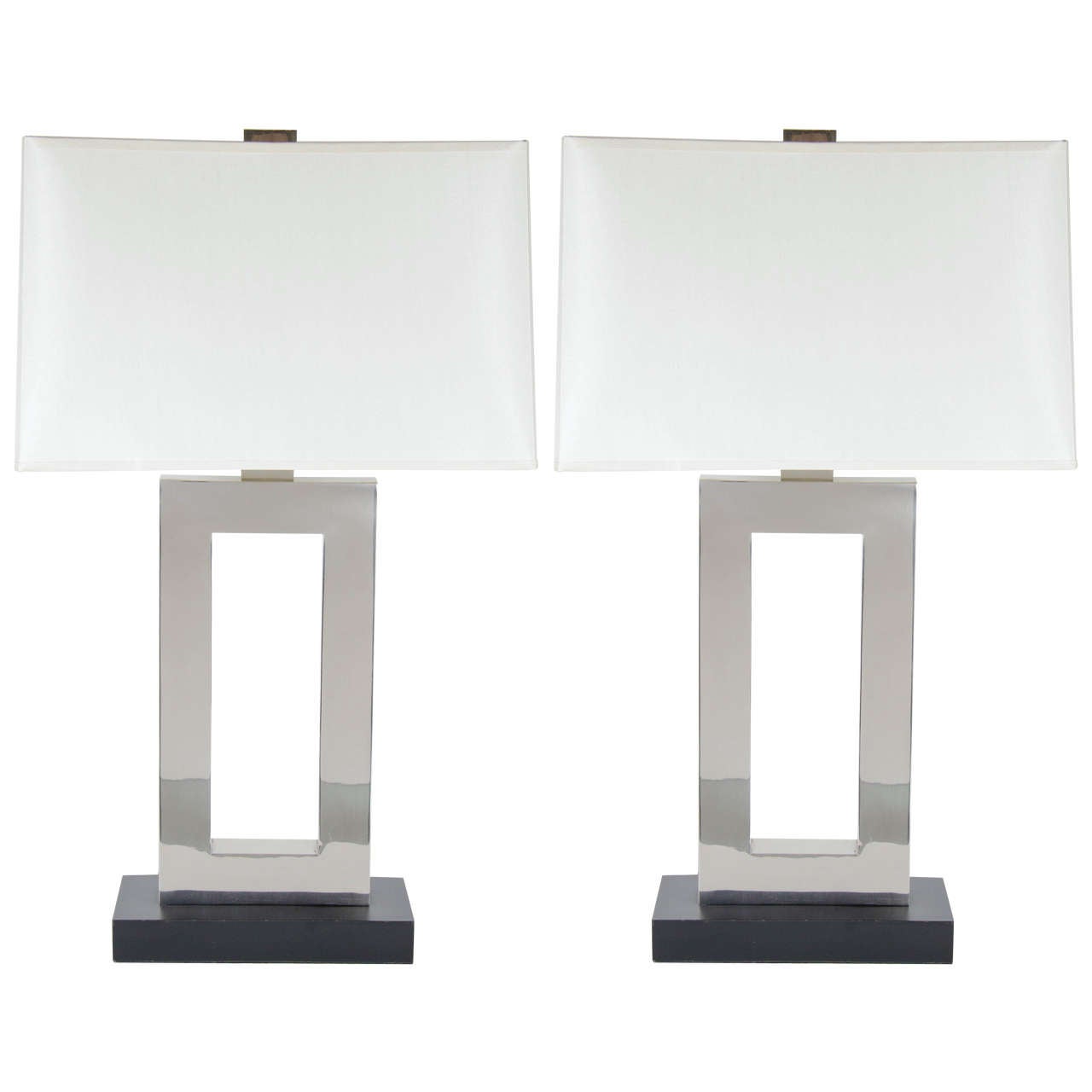 Sophisticated Pair of Modernist Rectangle Form Table Lamps