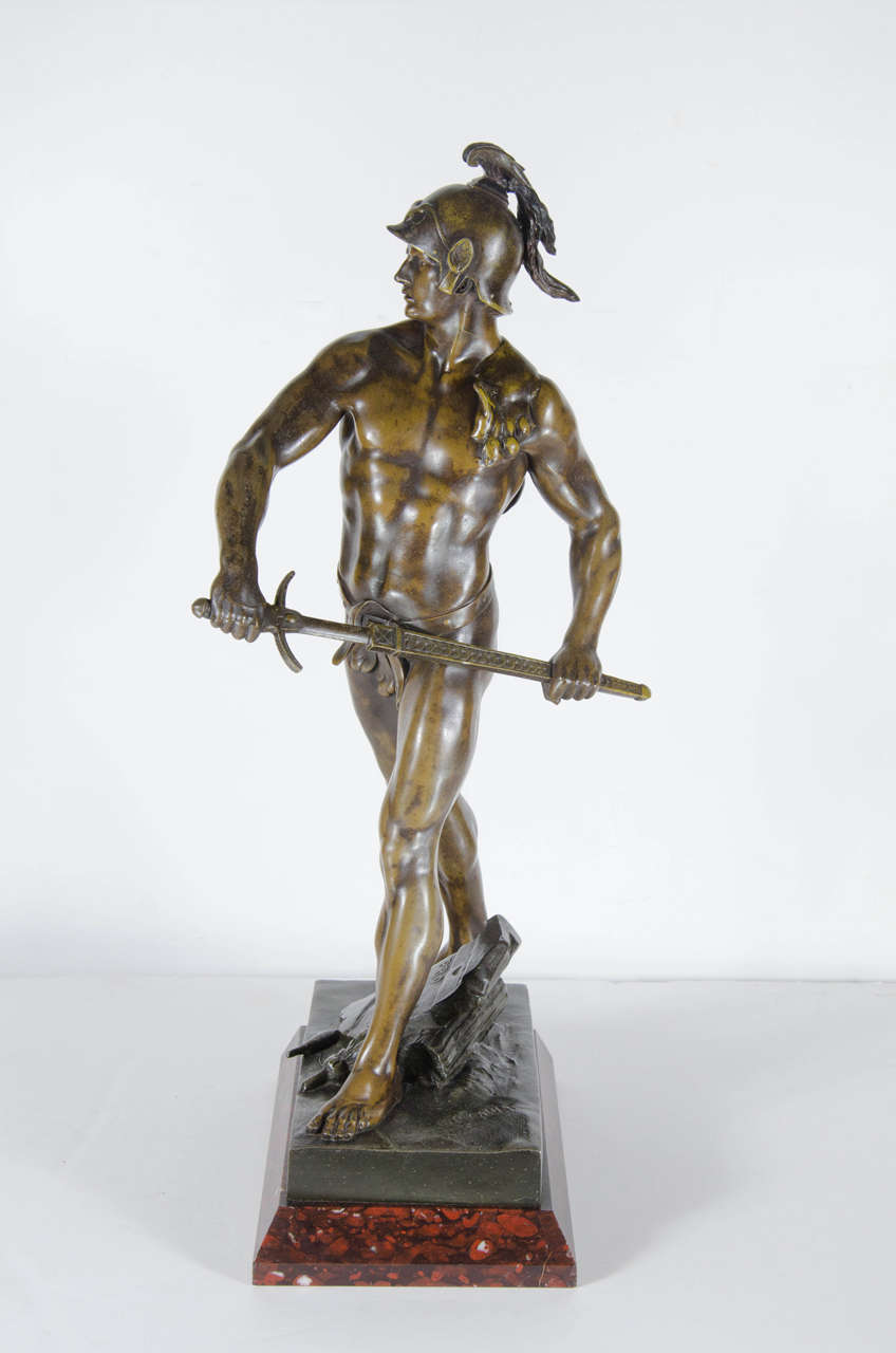 Neoclassical Stunning Roman Soldier Bronze Titled, 