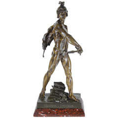 Magnifique bronze de soldat romain intitulé "Honor Patria" par Emile-Louis Picault