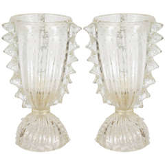 Pair of Art Deco, Handblown Murano Glass Up-Lights