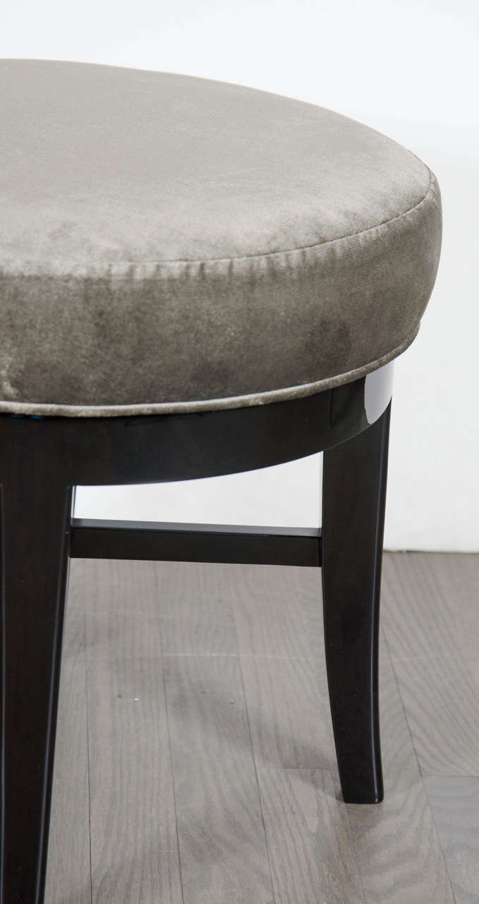 American Mid-Century Modernist Round Swivel Vanity Stool with X-Form Base