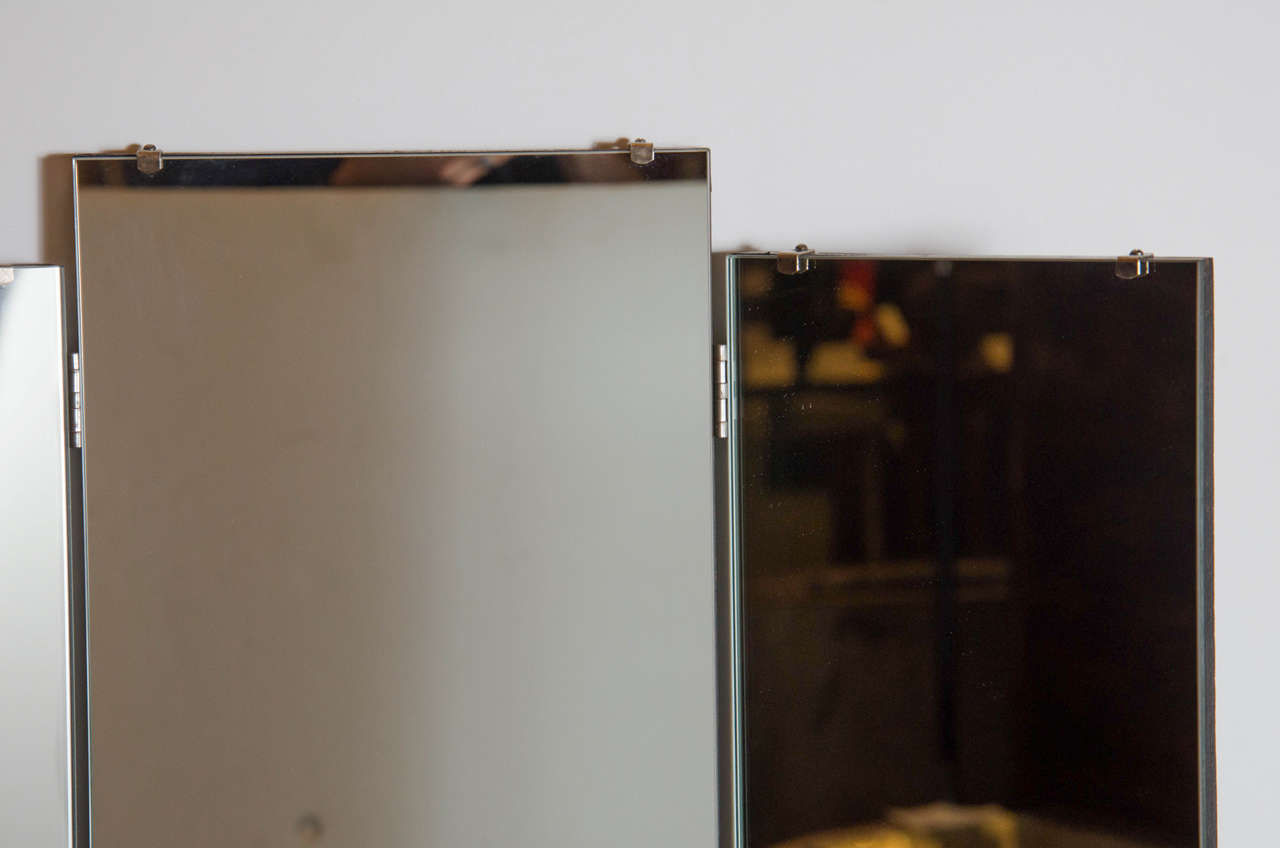 Art Deco Gorgeous 1940s Mirrored Vanity with Tri-Fold Mirror