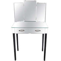 Gorgeous 1940s Mirrored Vanity with Tri-Fold Mirror