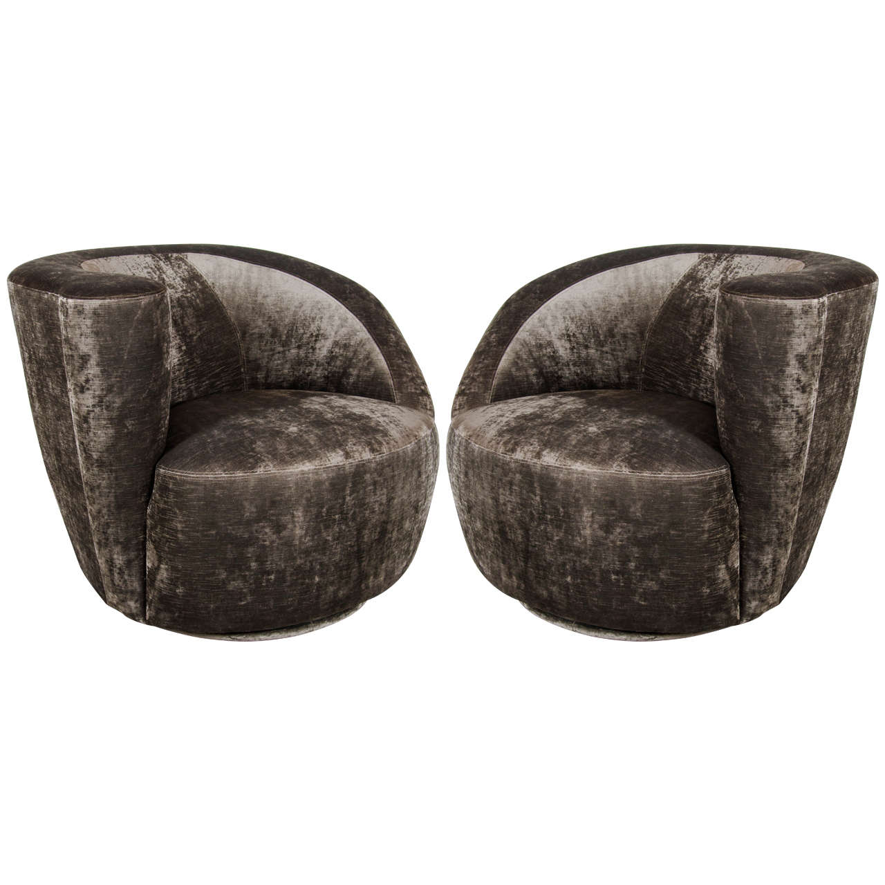 Sculptural Pair of Midcentury Nautilus Swivel Chairs by Vladimir Kagan