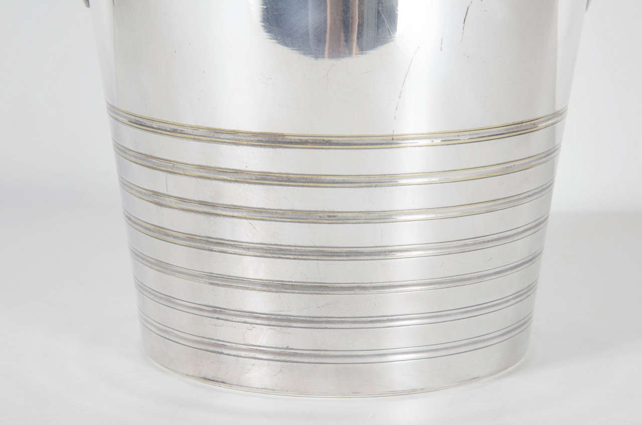 Art Deco Machine Age Champagne/Wine Cooler in Silver-Plate In Excellent Condition In New York, NY