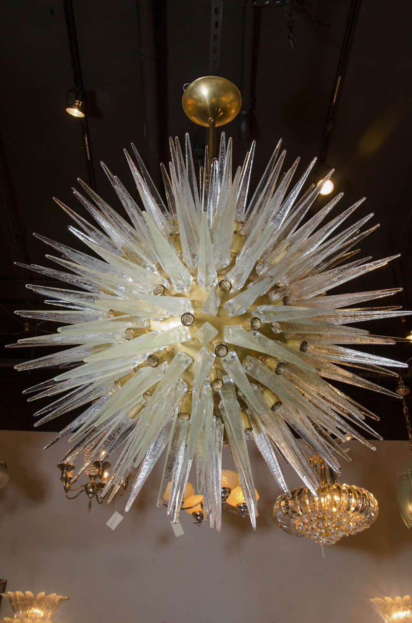 Italian Spectacular Midcentury Sputnik Chandelier with Handblown Murano Glass Spikes