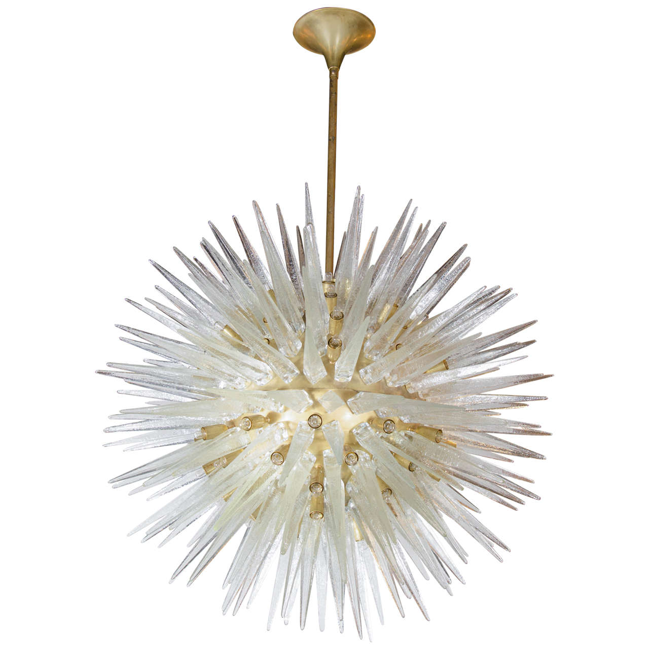 Spectacular Midcentury Sputnik Chandelier with Handblown Murano Glass Spikes