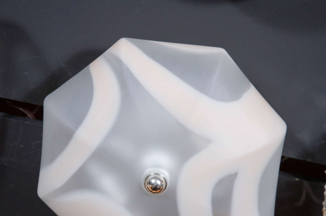 Italian Exquisite White & Cream Hand Blown Murano Glass Octagon Flush Mount Chandelier