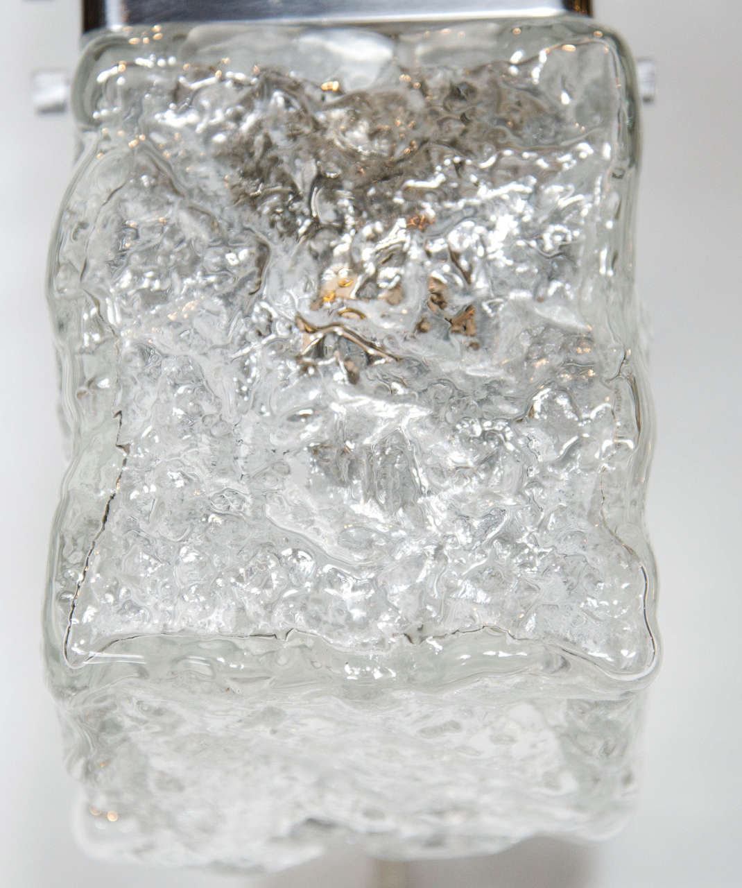 Pair of Mid-Century Modern, Ice Glass Sconces by Kalmar 1