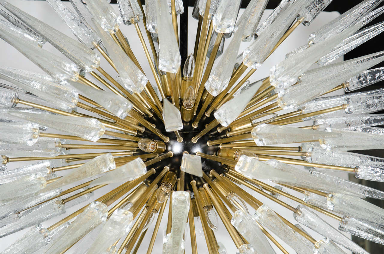Modern Impressive and Monumental Murano Glass Spiked Starburst Chandelier