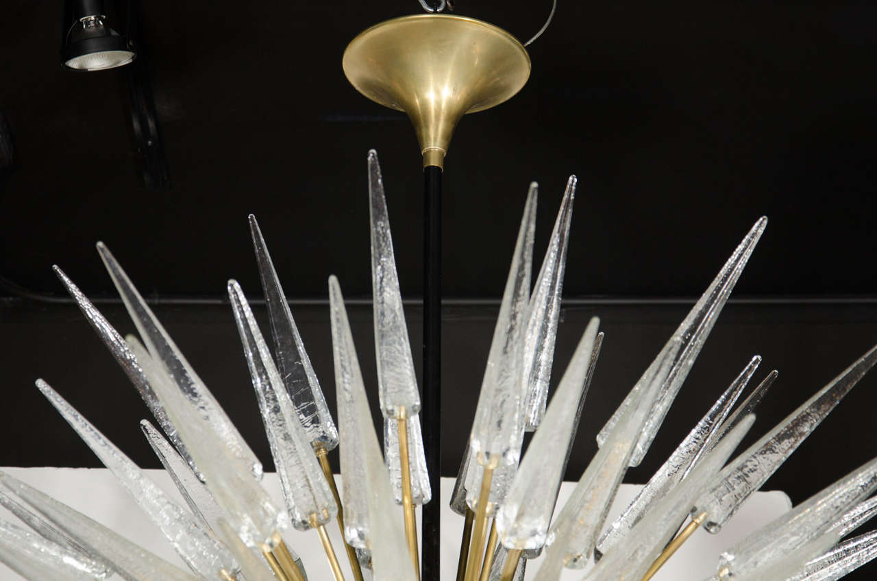 Italian Impressive and Monumental Murano Glass Spiked Starburst Chandelier
