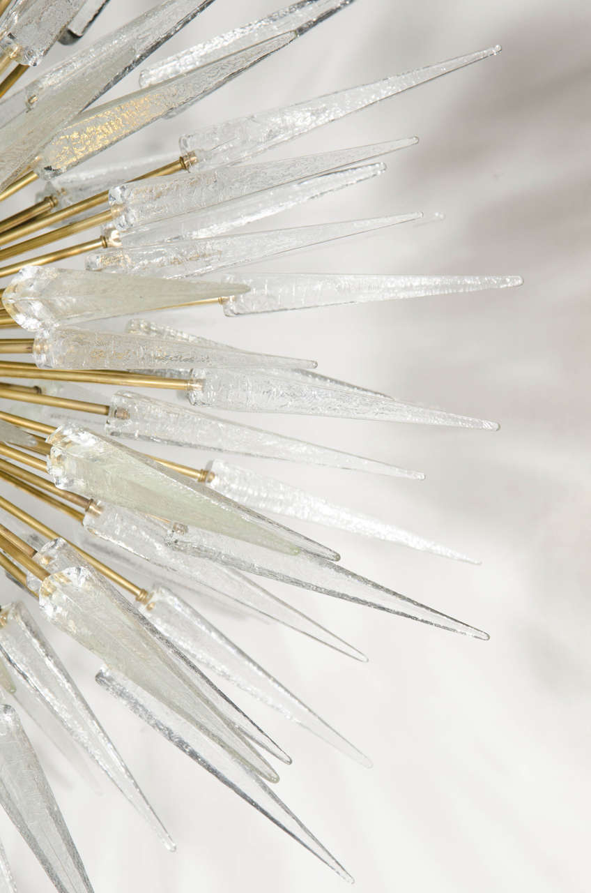 Impressive and Monumental Murano Glass Spiked Starburst Chandelier In Excellent Condition In New York, NY