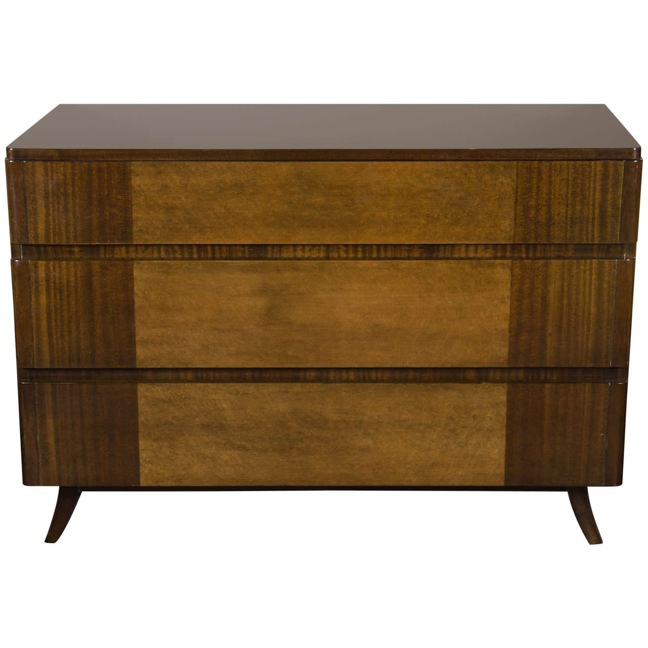 Art Deco Chest in Bookmatched Mahogany and Exotic Elm, Manner of Eliel Saarinen