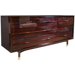Ultra Chic Mid-Century Modern, Nine Drawer Chest with Sinuous Design