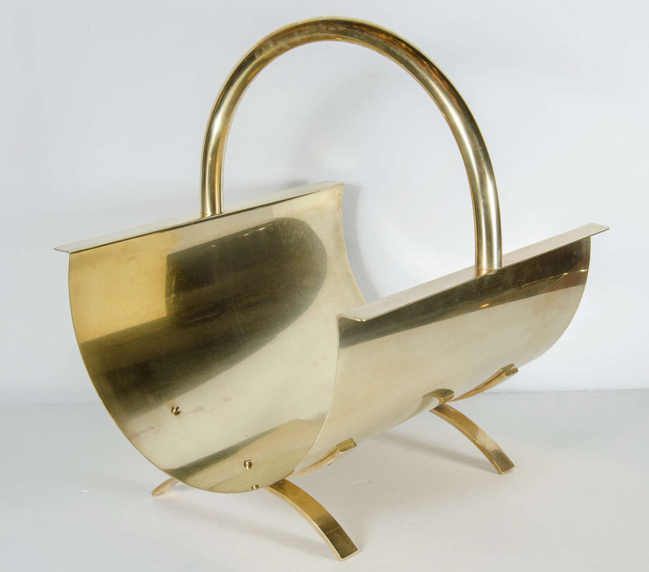 MidCentury Modernist Brass Log Holder in the Manner of at 1stDibs