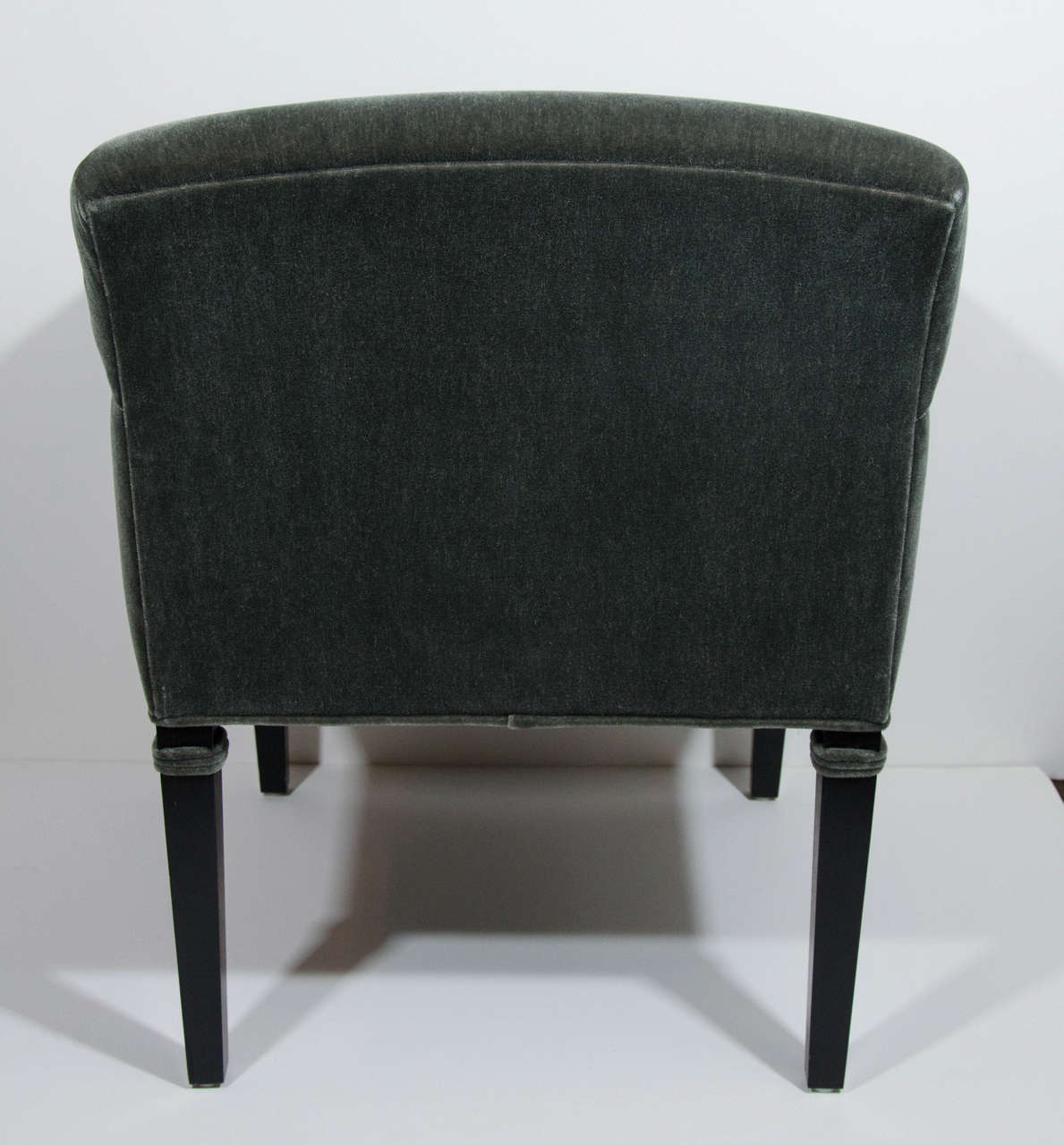 20th Century Luxe Art Deco Style Occasional Arm Chair in Moss Mohair