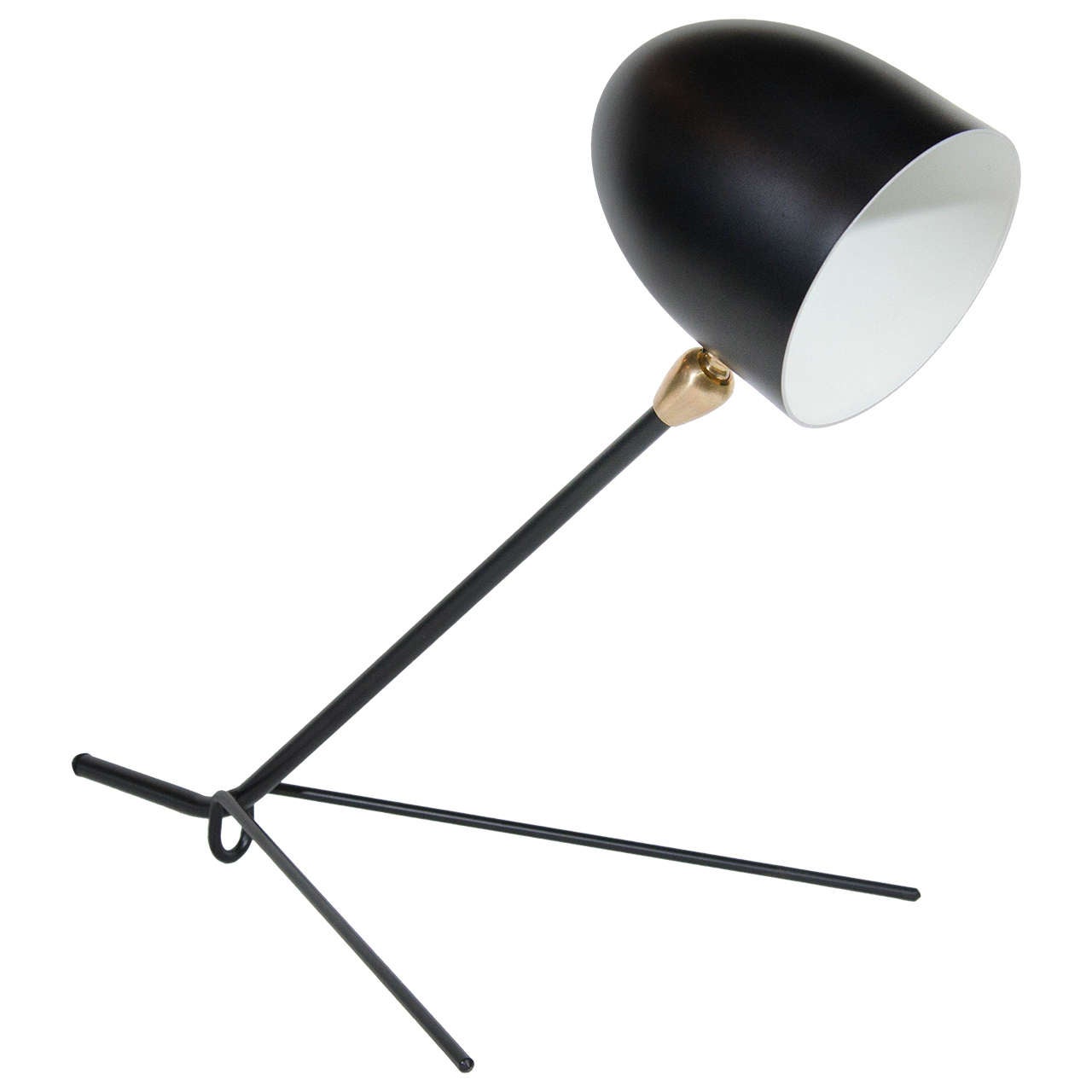 Modernist Desk Lamp In Sculpted Black Enameled Metal Attributed to Serge Mouille