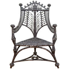 Antique Heywood-Wakefield Three-Legged 19th Century Wicker Chair