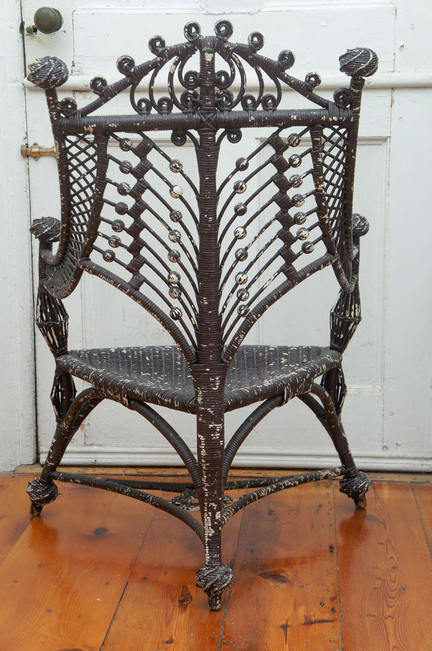 American Heywood-Wakefield Three-Legged 19th Century Wicker Chair