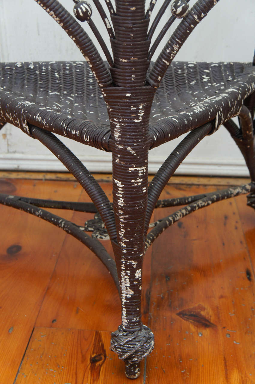 Heywood-Wakefield Three-Legged 19th Century Wicker Chair In Excellent Condition In Hudson, NY