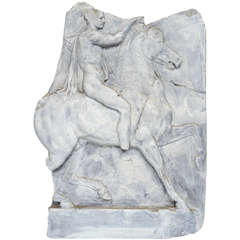 Resin and Paint Relief of an Ancient Roman on Horseback