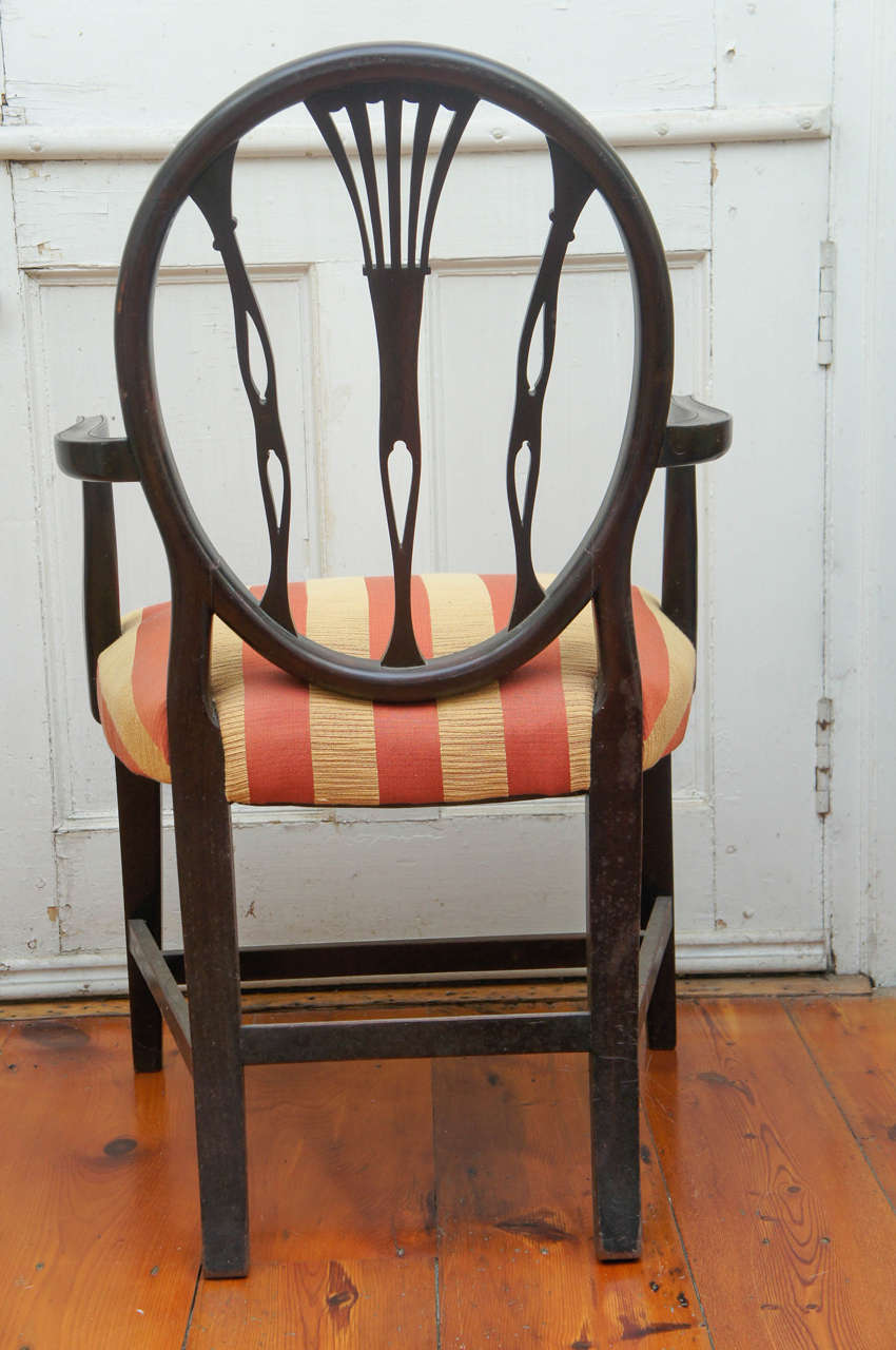 Unknown Hepplewhite-Style Ebonized Open-Armed Chair For Sale