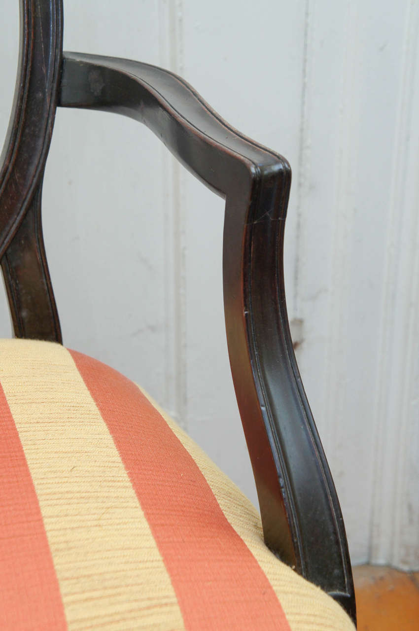 Mahogany Hepplewhite-Style Ebonized Open-Armed Chair For Sale