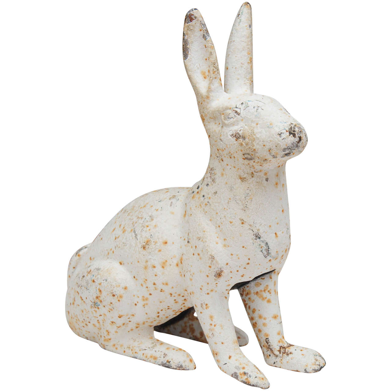 Details about   Beautiful Distressed White Painted Cast Iron Bunny Rabbit Shabby Farm House 