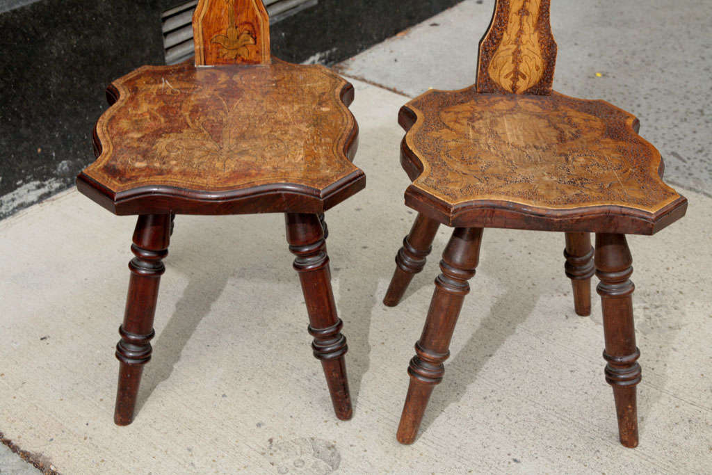 Pair of Art Nouveau Hall Chairs For Sale 1