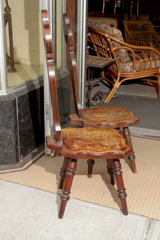 Pair of Art Nouveau Hall Chairs For Sale 3