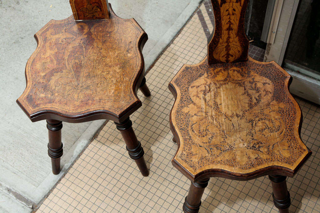 Pair of Art Nouveau Hall Chairs For Sale 4